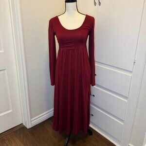 NWT Burgundy Long Sleeve Scoop Neck Dress